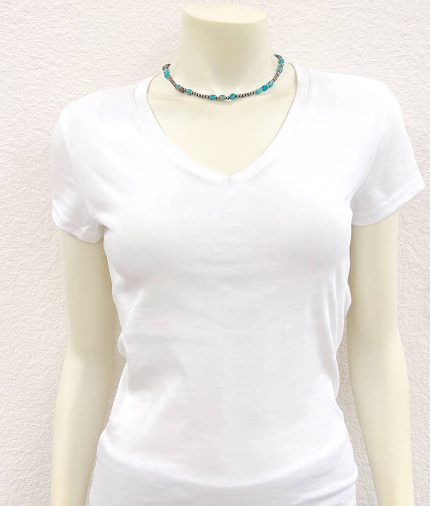 16" Navajo 7mm Oval Gemstone Necklace