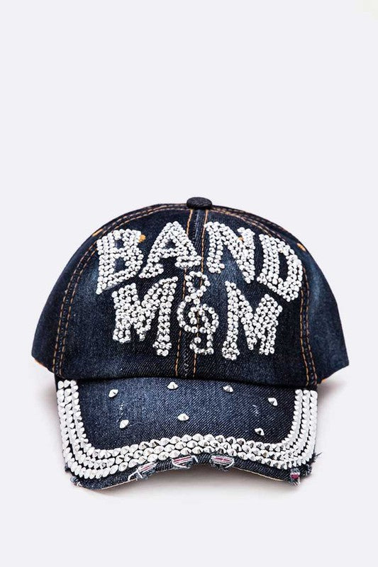 Crystal BAND MOM Embellished Fashion Denim Cap