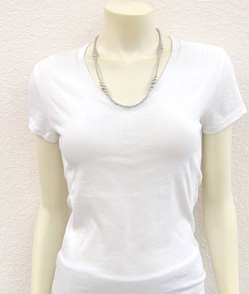 22" Clustered Silver Navajo Bead Necklace