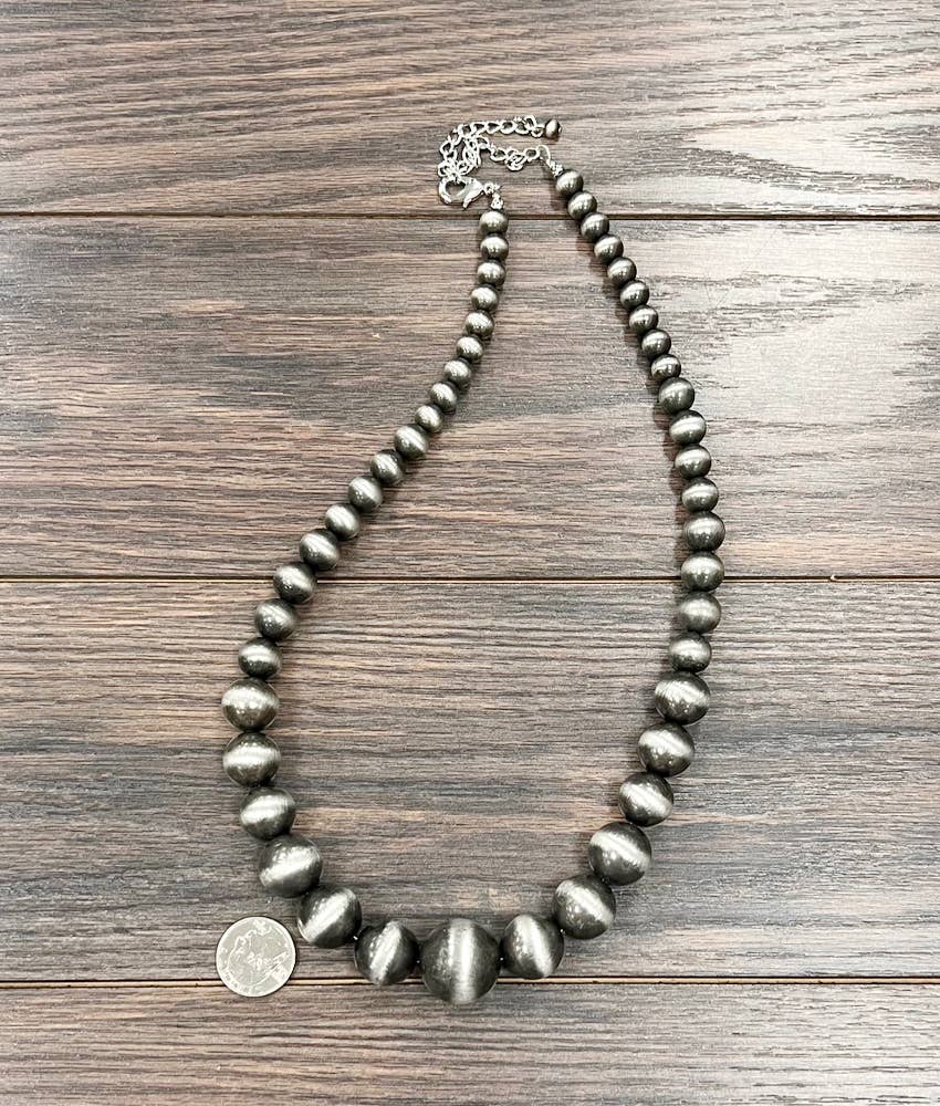 24" Very-Big Graduated Navajo Bead Necklace