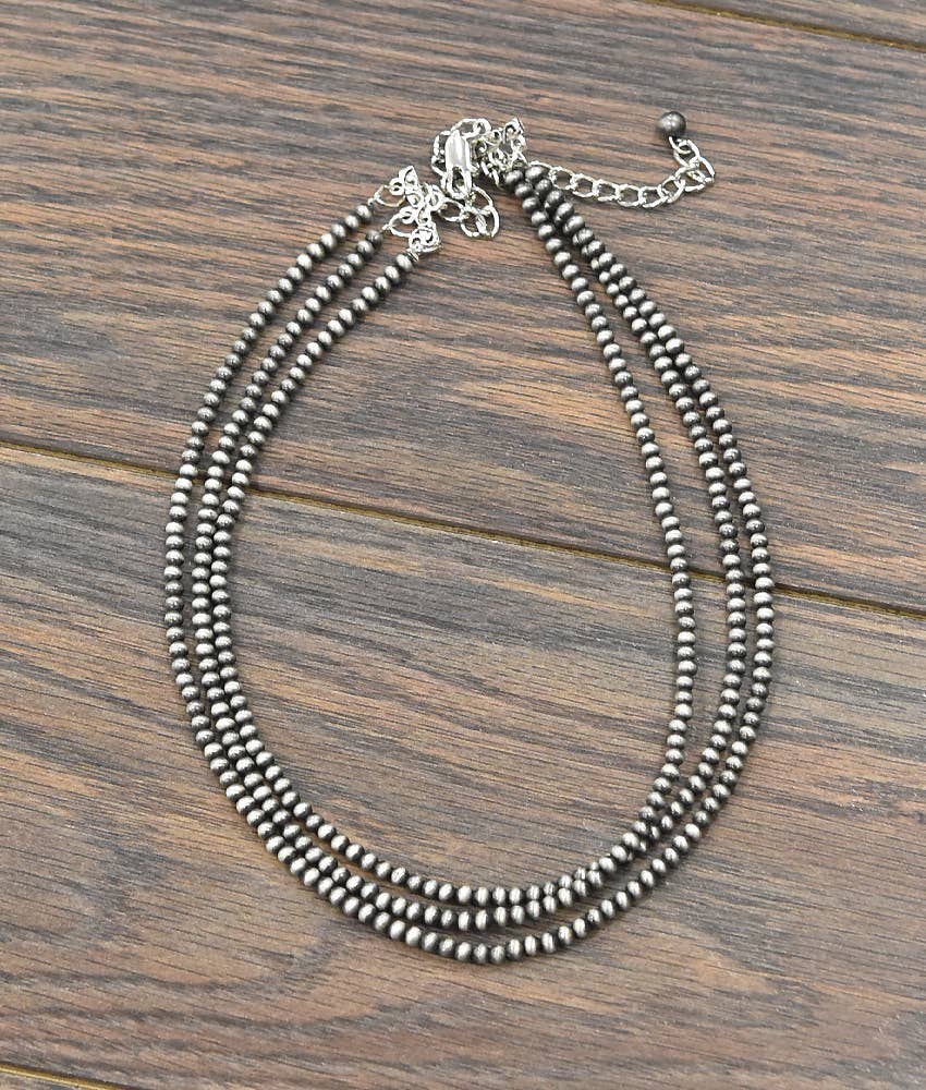 17" 3-strand 4mm Navajo Necklace