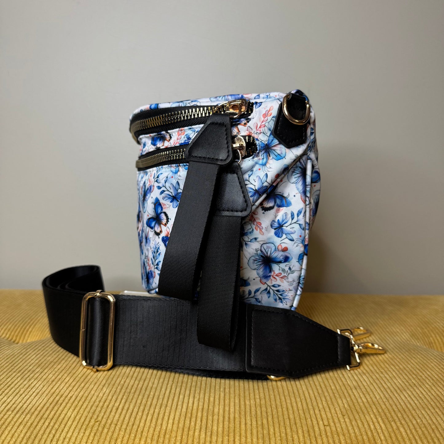 The Roni Nylon Crossbody - Blue Butterfly