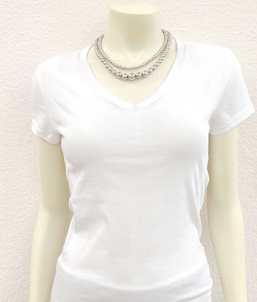 18" 2-strand Silver Navajo Bead Necklace