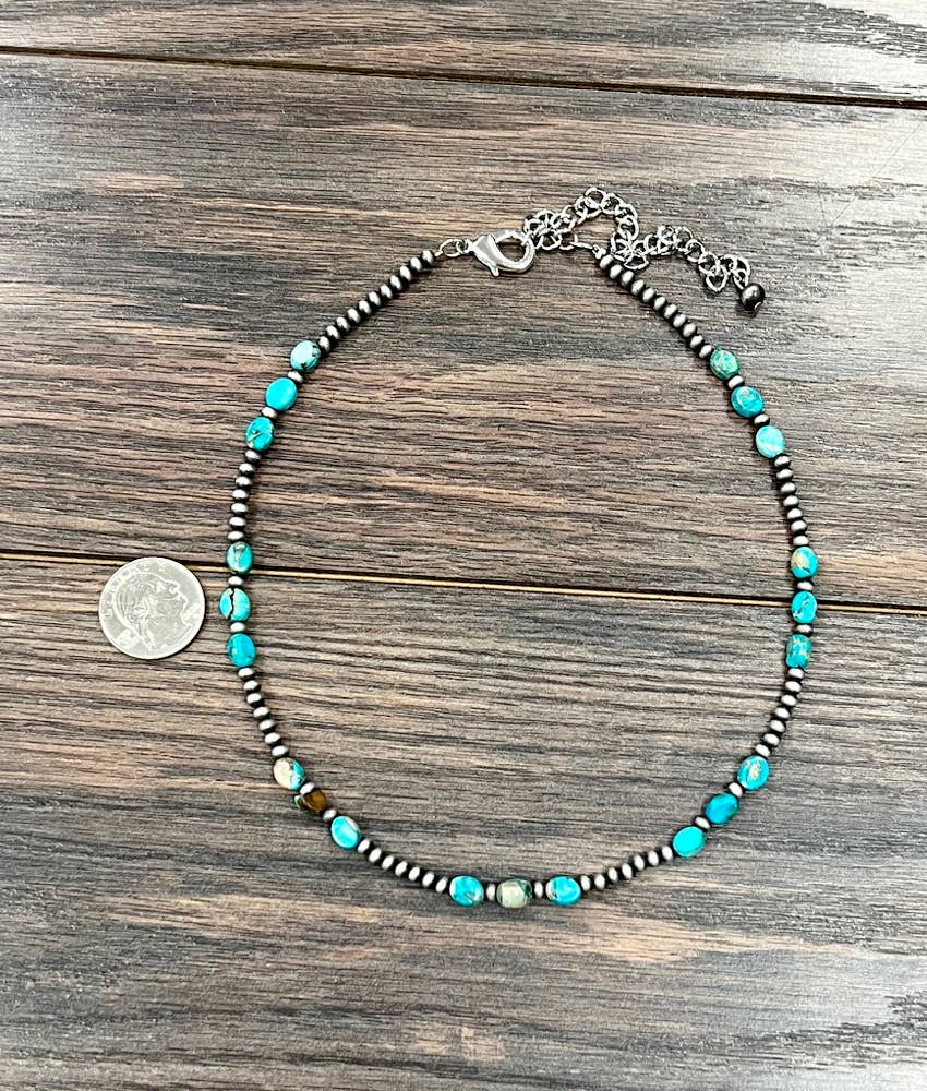16" Navajo 7mm Oval Gemstone Necklace