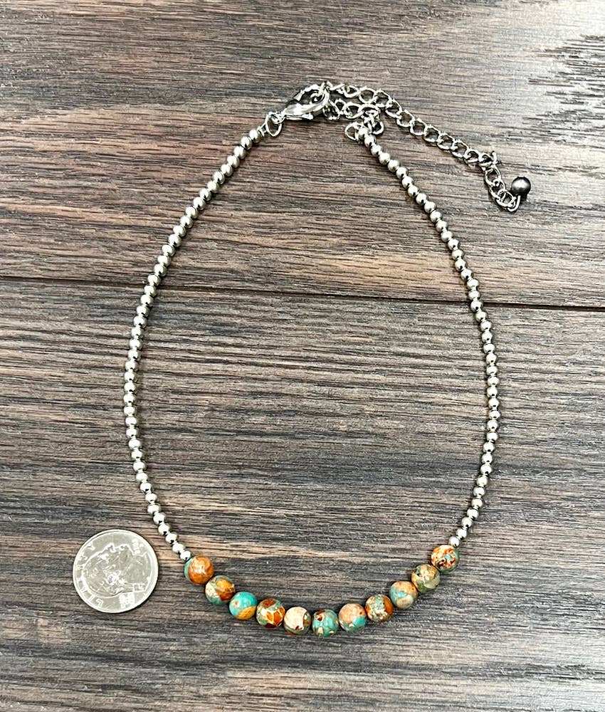 15" 8mm Round Gemstone Necklace